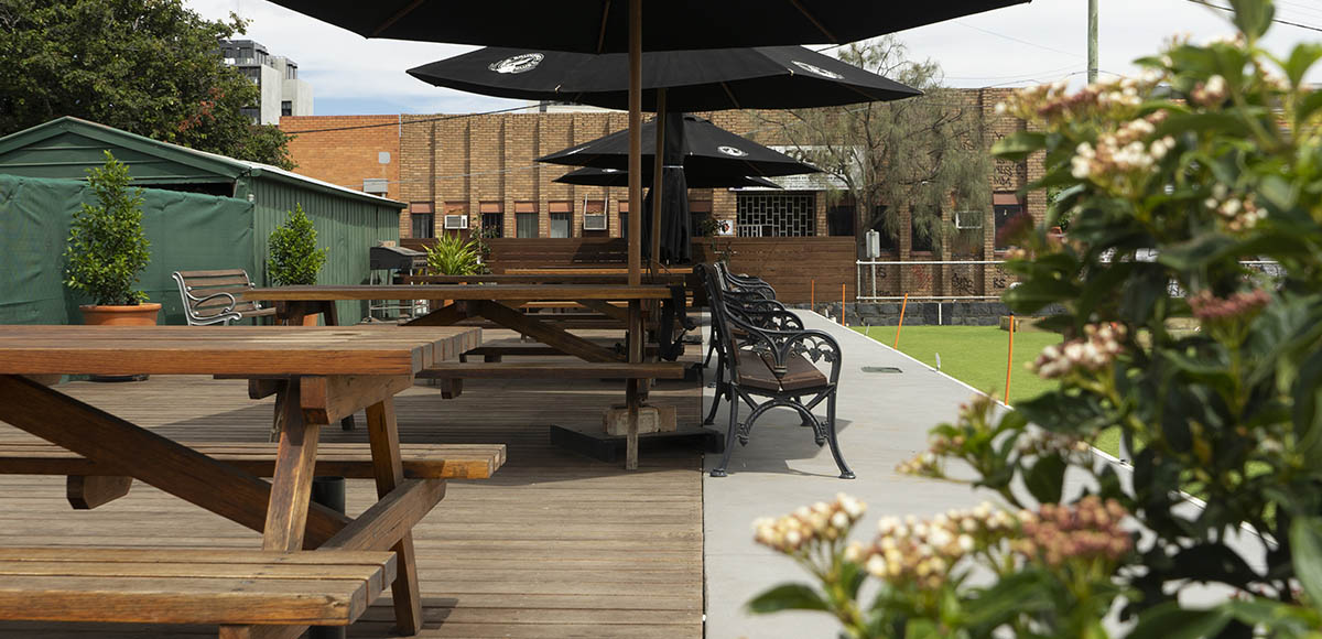 Beer garden at the Brunswick Bowls Club