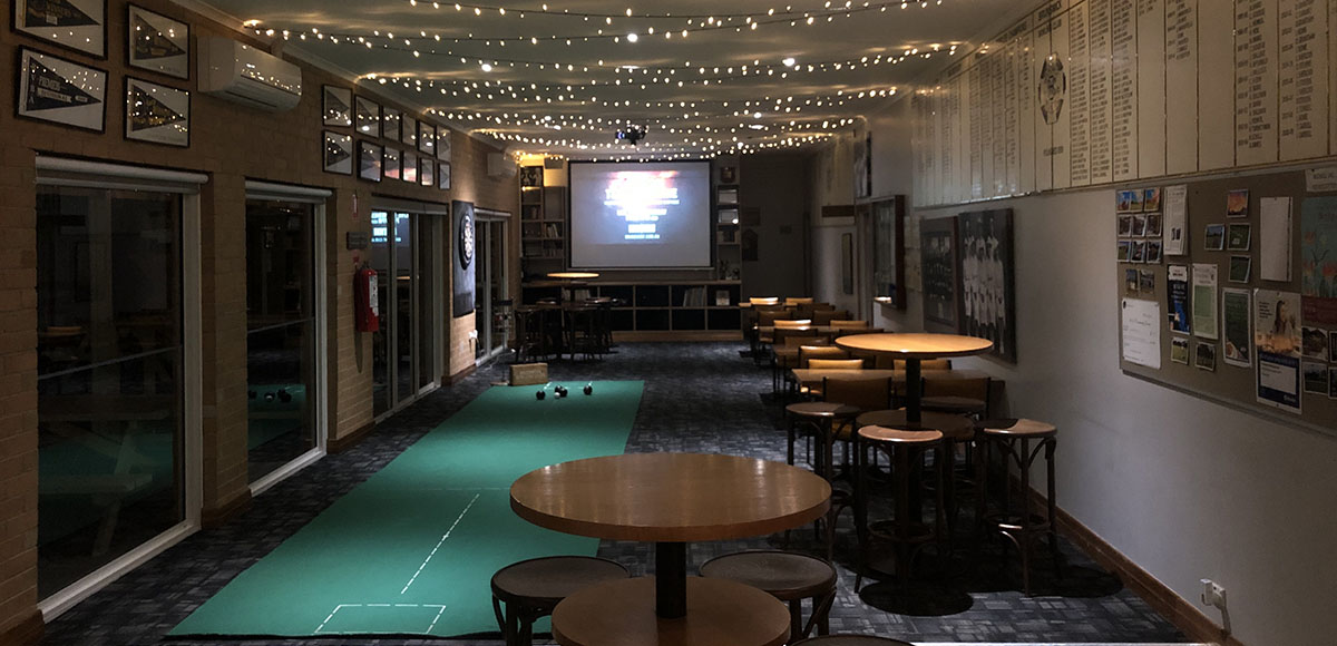 Night time function area at the Brunswick Bowls Club