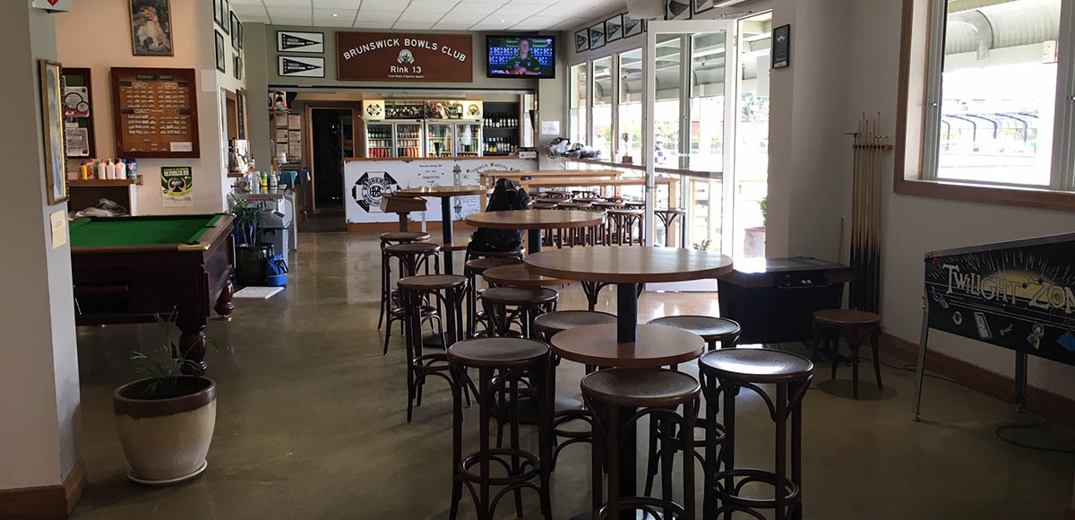 Indoor area at the Brunswick Bowls Club