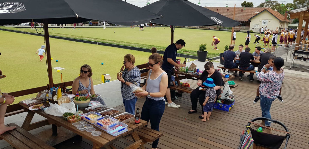 Relaxing at the Brunswick Bowls Club